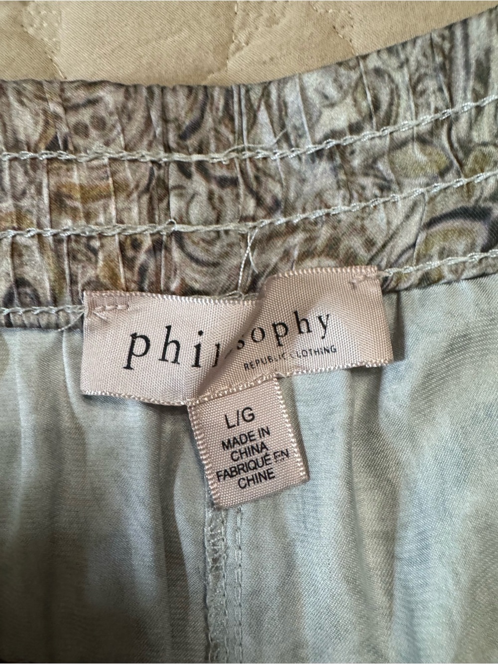 Philosophy Beige Paisley-Trim Wide Leg Pants - Picture 4 of 7